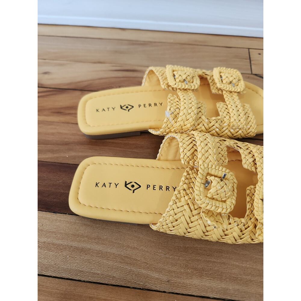 Katy Perry Yellow Woven Women's 8 M Slides Sandals - Picture 3 of 6